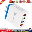 4 USB Travel Charger 3A Fast Charging Charger US Plug Adapter (Dark Blue) Newly