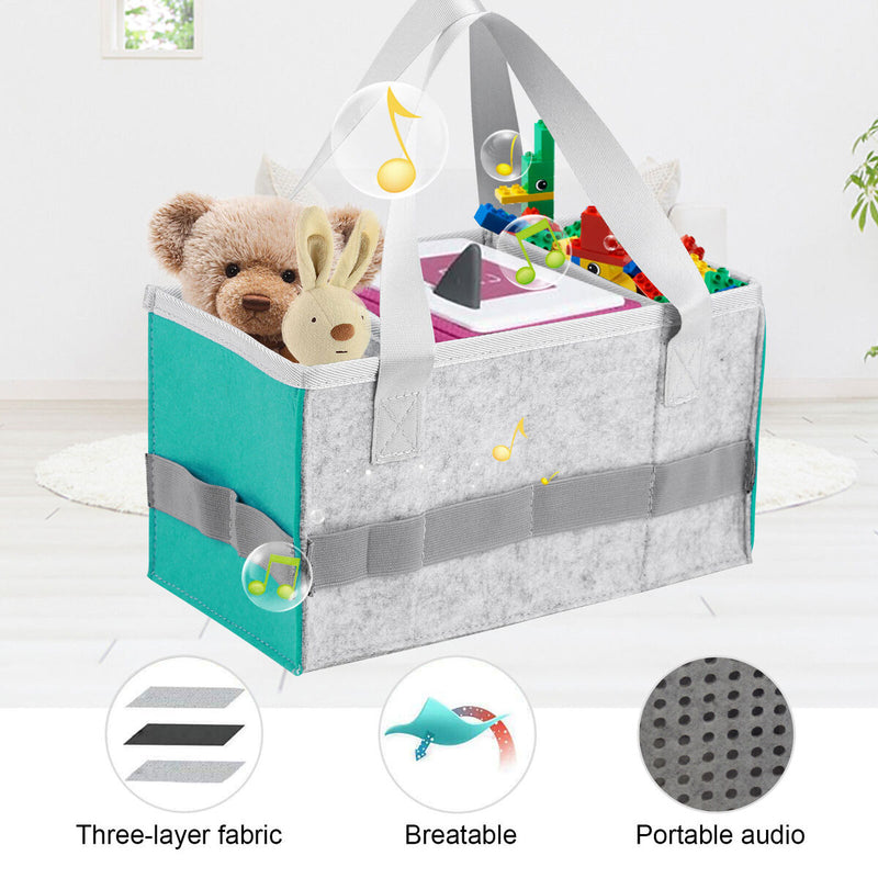 3 Grids Felt Storage Basket - Soft Kid Audio Toys Storage Containers (Blue)