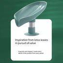 Leaf Shape Soap Box Drain Stand Suction Cup Punch-free Holder (Long Green)