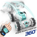 4WD Watch Gesture Sensor 2.4GHz RC Stunt Car Toys with 2 Battery (Green) Newly