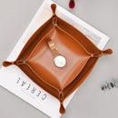 Desktop Organizer Folding Storage Box Leather Tray for Dice Key Coin (D) Newly