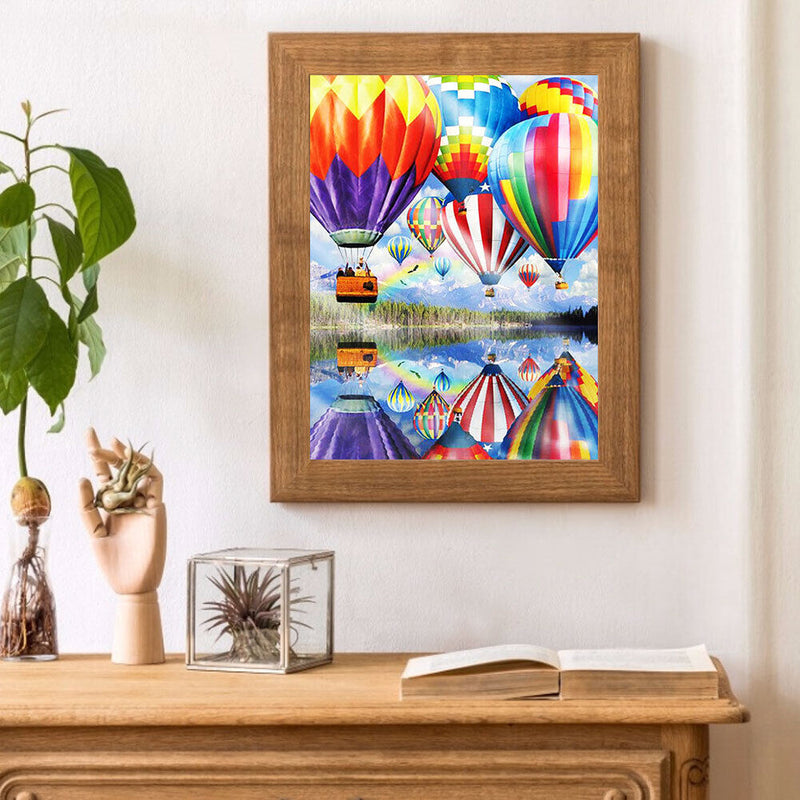 Hot Air Balloons Oil Paint By Numbers DIY Handpainted on Canvas Wall Picture Kit