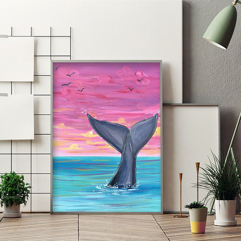 Hand Painted on Canvas DIY Marine Life Oil Paint By Numbers Drawing Kit Ornament