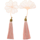 Cute Stationery Book Holder Apricot Chinese Style Tassel Metal Bookmark Leaf