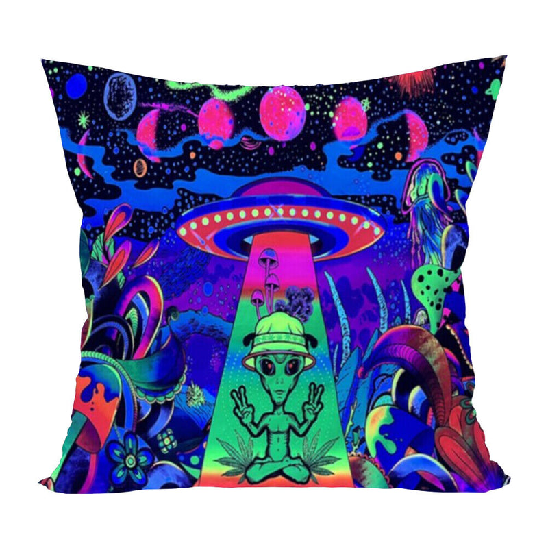 #A Polyester Bedroom Glowing Cushion Case Aliens Printed Sofa Car Decorative S