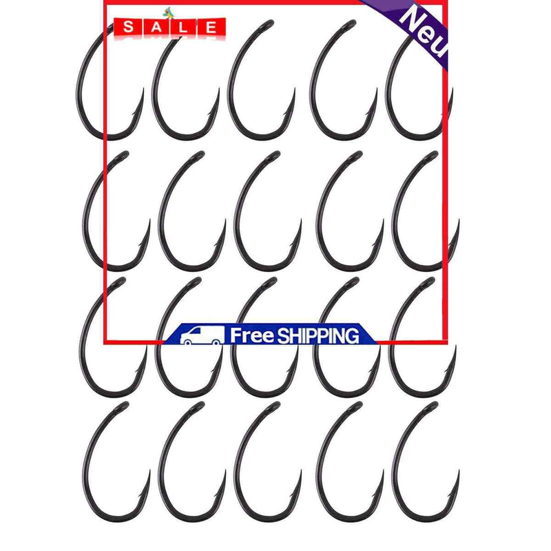Fishing Hooks Kit, High Carbon Steel Sharp Carp Fish Hooks with Barbs, Set of 20