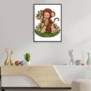 14CT Printed Partial Embroidery Set Monkey Baby Needlework DIY Cotton Craft Kit