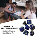 7pcs/Set Dichromatic Dices Digital Polyhedron Starry Sky Dice (Black Blue) Newly