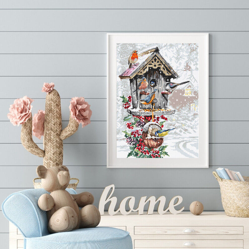 11CT Full Embroidery Kit Mailbox Bird Cotton Counted Cross Stitch Home Decor
