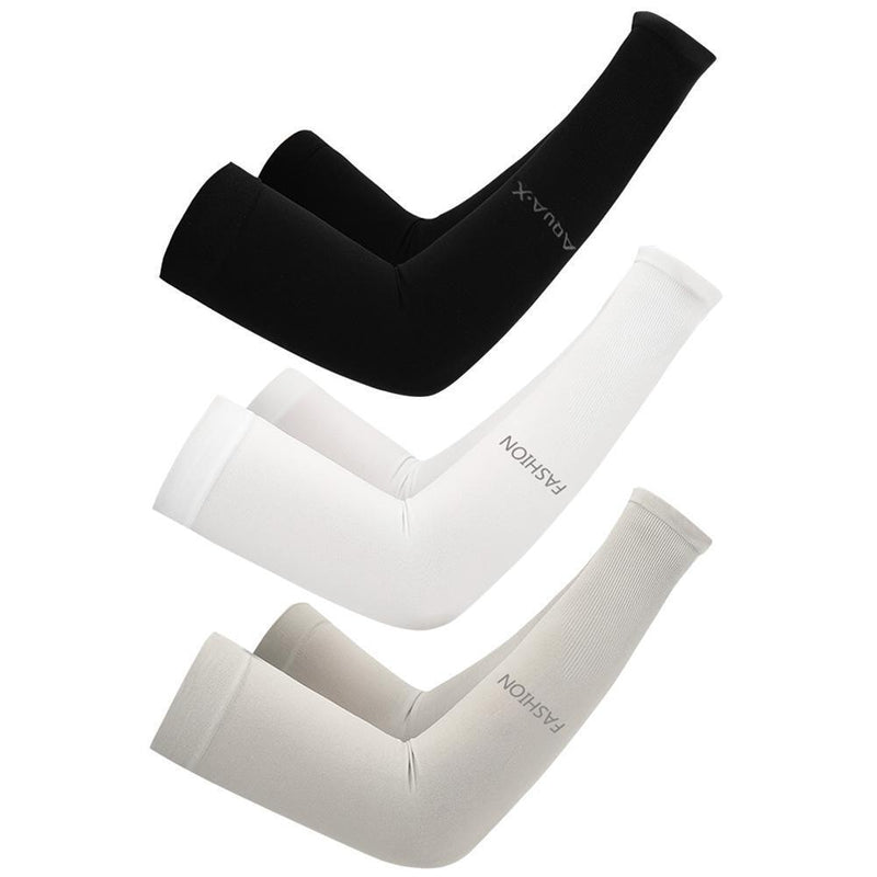 Unisex Cooling Arm Sleeves Cycling Running Sport Sunscreen Arm Cuff (White)