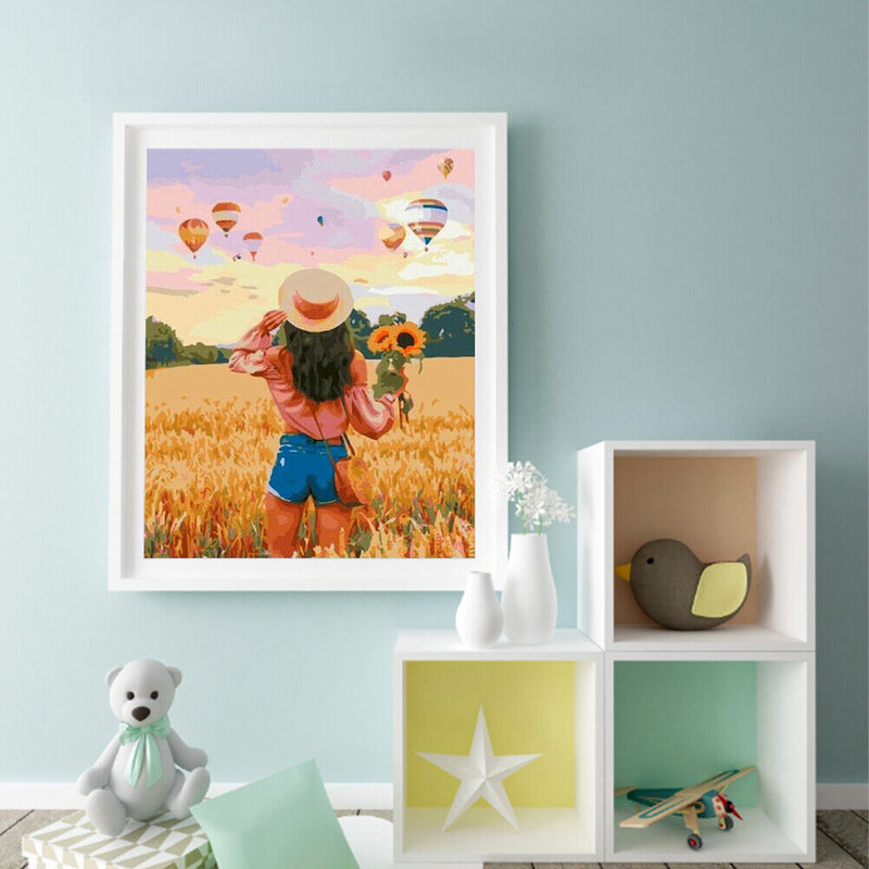 Rice Field Girl Oil Paint By Numbers Kit DIY Drawing Picture for Adults Home Art