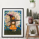 Bedroom Canvas Picture Mosaic Full Round Craft Little Witch Cat Diamond Painting