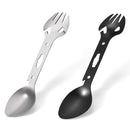 Multifunctional Stainless Steel Spork Fork Spoon Wrench for Picnic (Black)