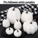 7Pcs Thanksgiving Artificial White Pumpkin Home Decoration Sets`