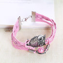 Women Stainless Steel Heart-Shaped Handmade Woven Fashion Bracelet(Pink)