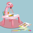 LED Projector Drawing Table Toys Writing Board with Music (Pink Giraffe) Newly