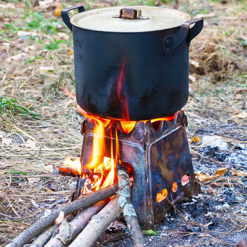 Portable Stainless Steel Wood Stove Outdoor Camp Picnic Foldable Burning Co