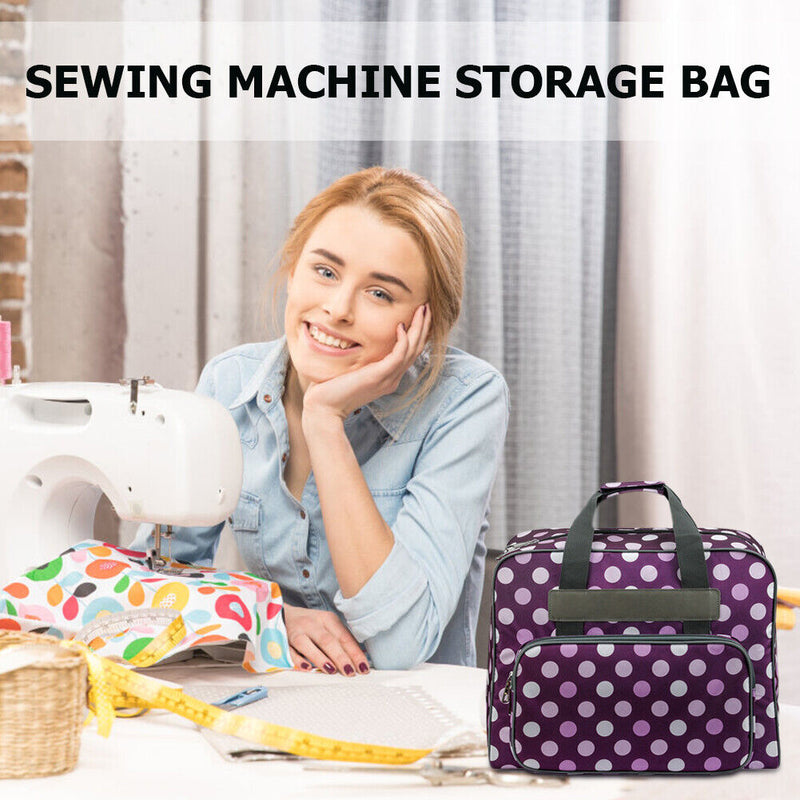 Sewing Machine Handbag Crochet Kits Print Travel Carrying Case (Purple) Newly