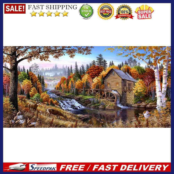 Hut in Woods Oil Paint By Numbers Kits Canvas DIY Craft Coloring Home Drawi