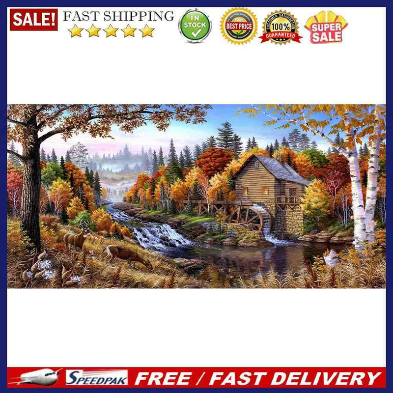 Hut in Woods Oil Paint By Numbers Kits Canvas DIY Craft Coloring Home Drawi