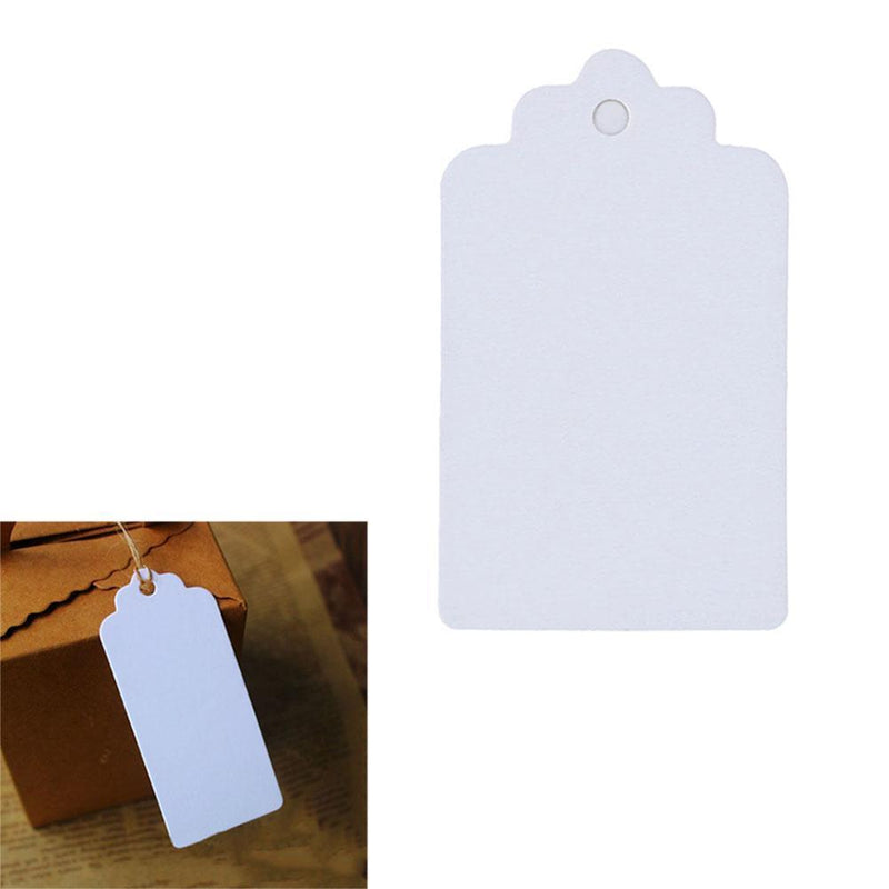 100pcs Blank Label Cards Kraft Paper Wedding Gifts DIY Hanging Tag(White) Newly