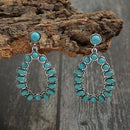 Fashion 5cm Turquoise Earrings Hollow Dangle Design for Women Bohemia Jewelry