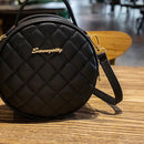 Lattice Pattern PU Leather Crossbody Bag Fashion Women Casual Mini Round Purse
