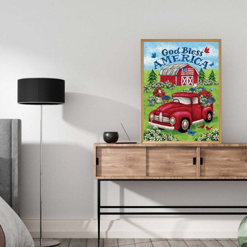Canvas Painted Oil Paint By Numbers Red Car DIY Wall Art Modern Bedroom Decor