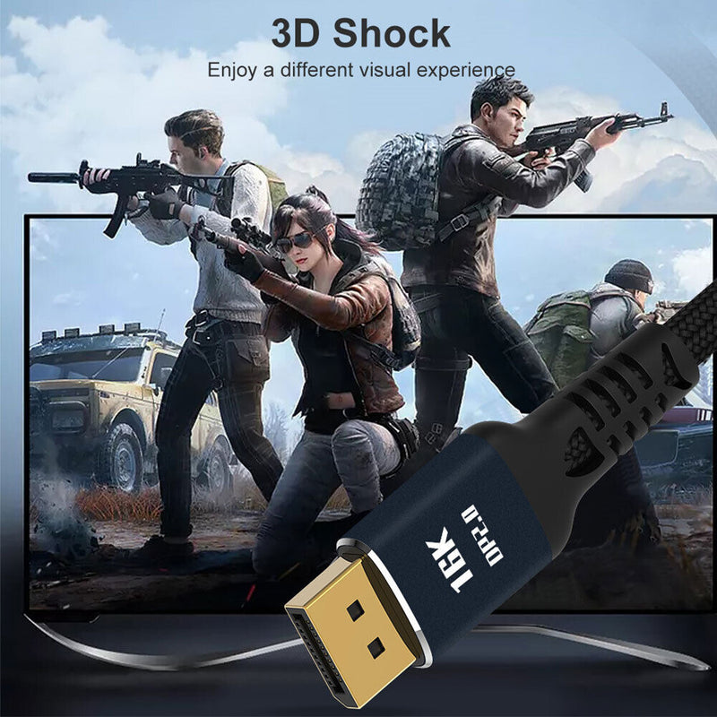 2m DisplayPort 2.0 Male Braided Cable 16K 60Hz 10K 60Hz HD Video DP Adapter