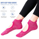 Women Yoga Socks Non-Slip Quick-Dry Backless Ballet Pilates Socks (Rose) Newly
