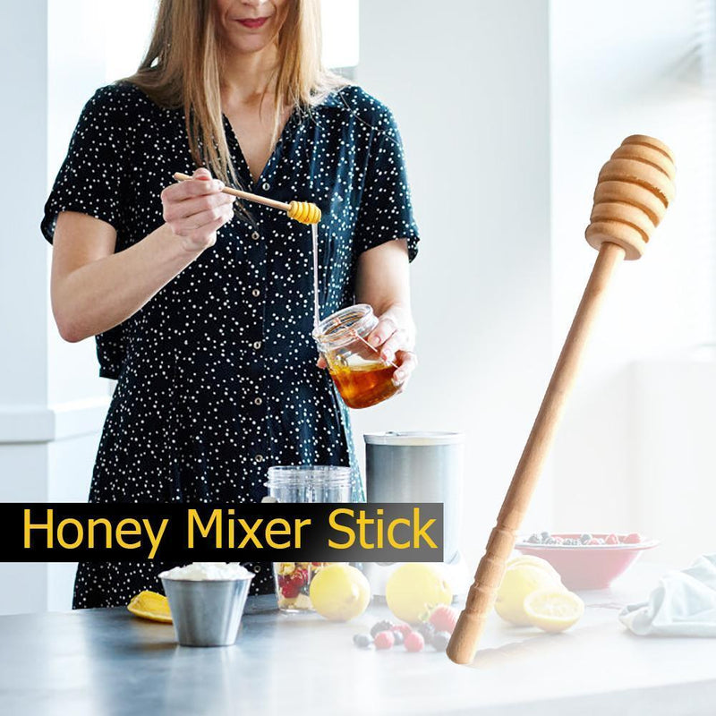 Long Handle Wood Honey Dipper Stick Honey Mixer Spoon Kitchen Tool (1pc)