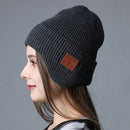 Warm Headset Beanie with Mic Removable 5.0 Bluetooth-Compatible Cap (Gray) Newly