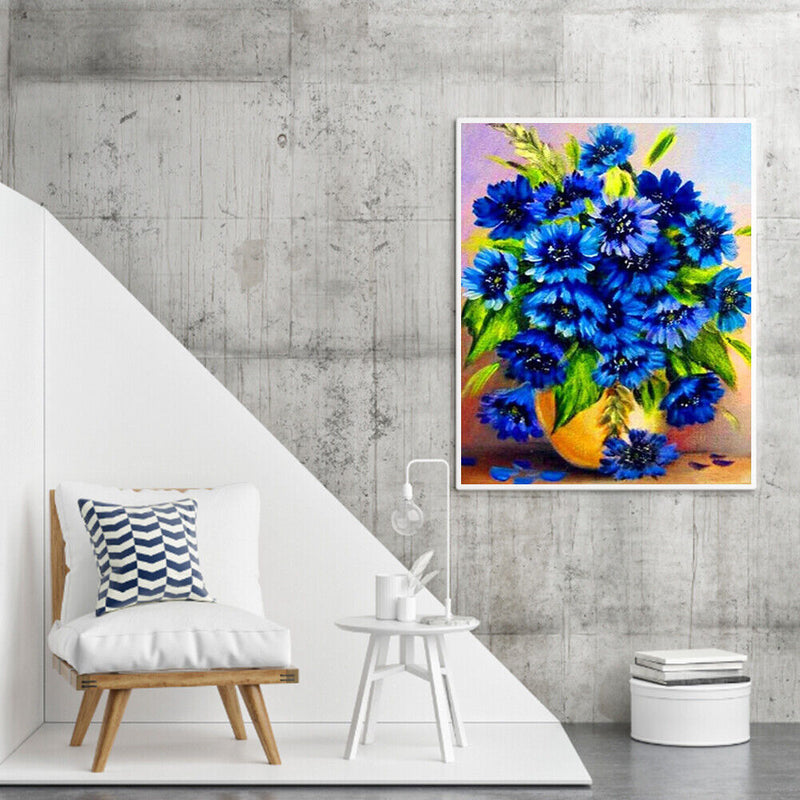 Blue Bouquet Oil Paint By Numbers Kit DIY Frameless Drawing Picture for Adults