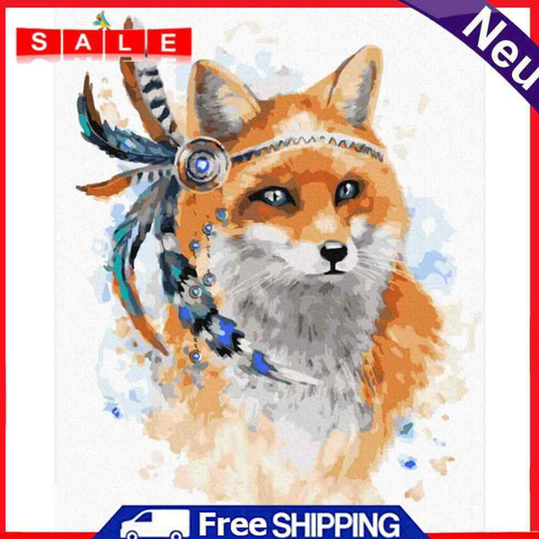 Frameless Oil Paint By Numbers DIY Fox Picture Craft Kit for Home Living Room