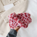 Women Plush Money Purse Retro Animal Pattern Underarm Handbag Plush Shoulder Bag