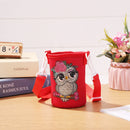 Round Messenger Strap Water Bottle Insulated Protective Bag (Red Owl)