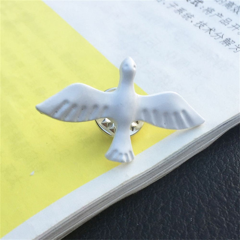 Enamel Symbolises Peace Metal Lapel Pin Dove Pins Badge White Dove Brooch