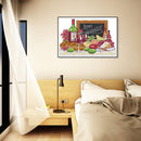14CT Counted Partial Cross Stitch DIY Wine Fruit Hand Painting Living Room Decor