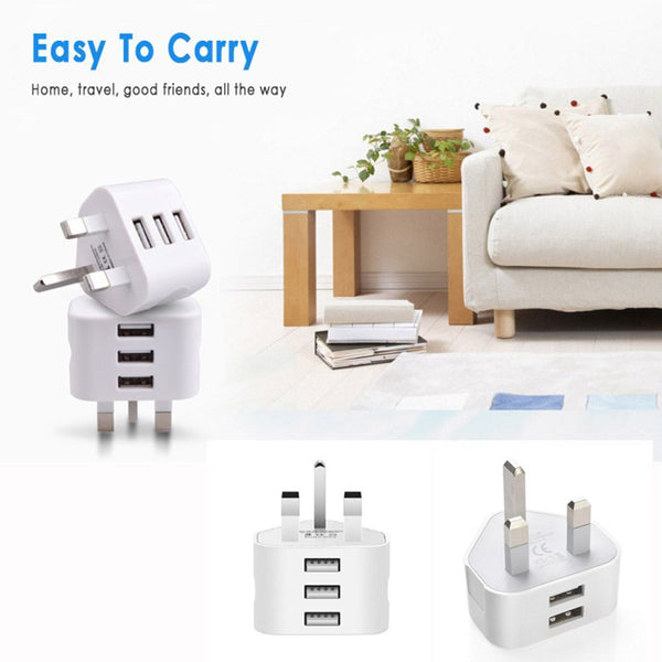 Dual USB UK Mains Wall Charger Charger Adapter USB Receiver Adapters 3 Pin Plug