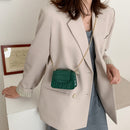Pure Color Leather Mini Shoulder Bags Women Chain Messenger Bags (Green)