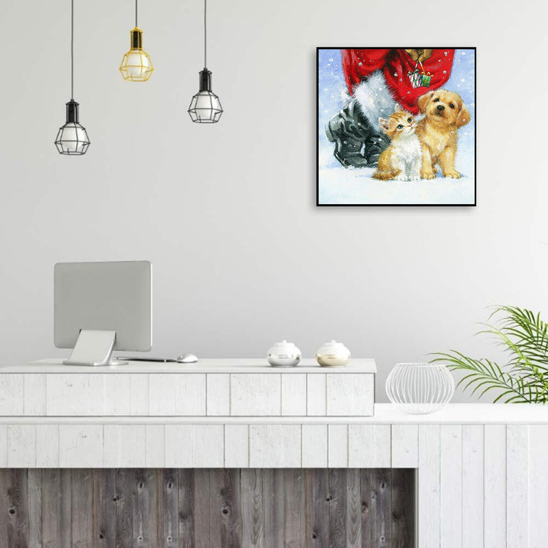 DIY Cat and Puppy Oil Paint by Numbers Kit Drawing on Canvas Pictures Home De