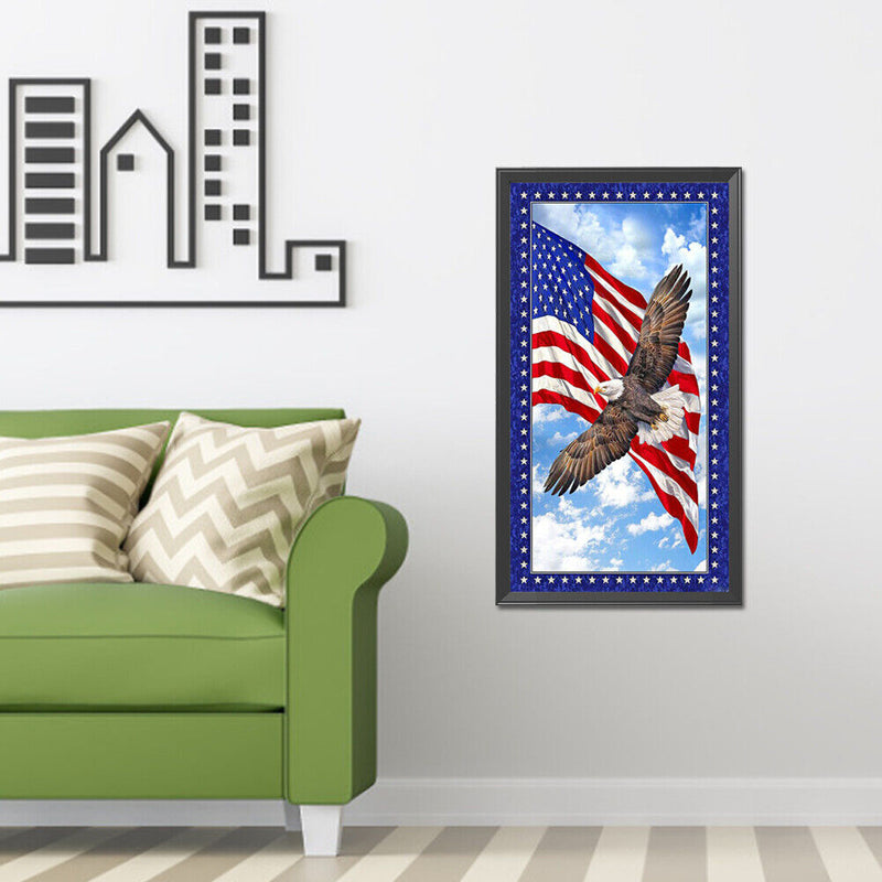 5D DIY Diamond Painting American Flag Eagle Full Drill Rhinestone Mosaic Art Kit