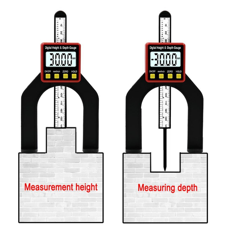 With Feet LCD Height Gauges Digital Depth Gauge Groove Measurement Depth Gauges