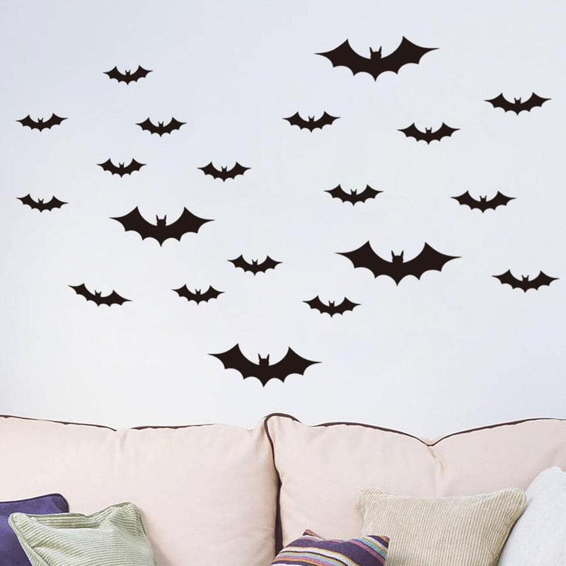 20 Halloween Stickers Bat Black Vinyl Window Decorations Spooky Party Kids Wall`