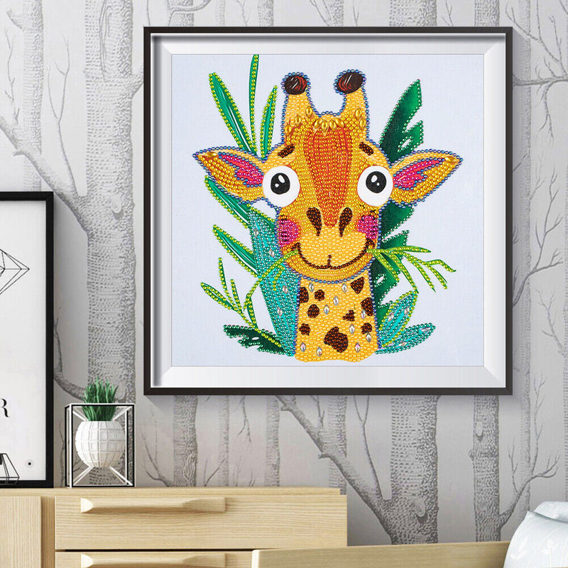 Partial Special Diamond Painting Cartoon Giraffe Head Rhinestone Mosaic Picture