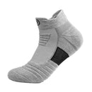 Men Basketball Socks Anti-Slip Towel Bottom Thickened Short Sock White+Grey
