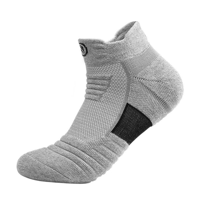 Men Basketball Socks Anti-Slip Towel Bottom Thickened Short Sock White+Grey