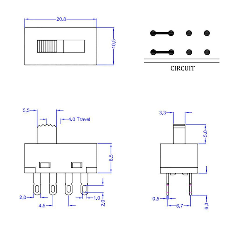 Electric Blanket Thermostat 250V 3A DIP Switch Slide Switch Toggle Switch