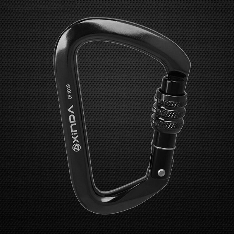 28KN D Shape Safety Master Lock Carabiner Rock Climbing Buckle (Black)
