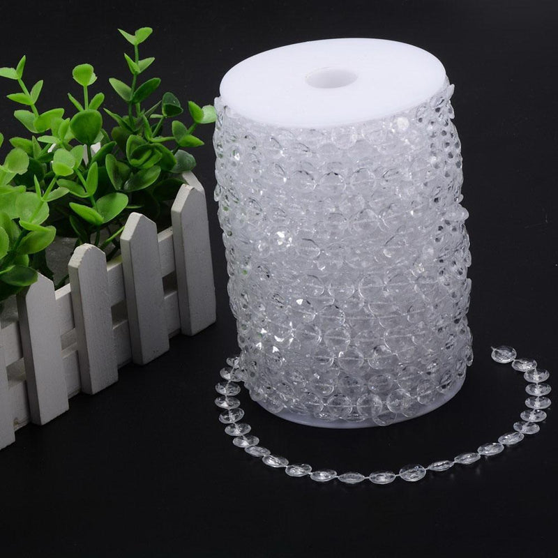 1 Roll 33FT 10meters Garland Diamonds Acrylic Crystal Bead Curtain Wedding Eh